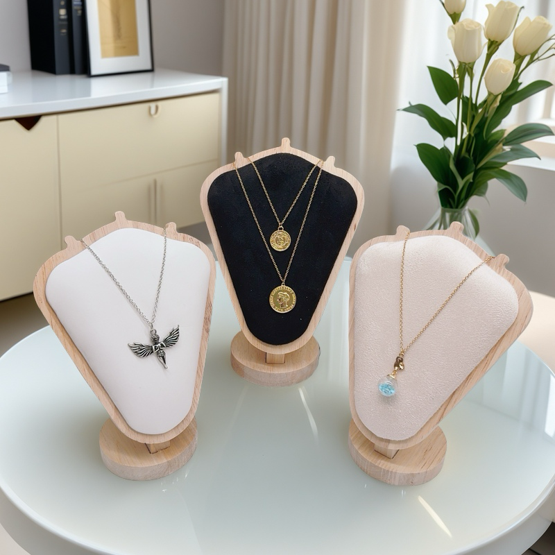 Body Jewelry Holder - Mannequin Wooden Velvet Necklace Pendant Chain