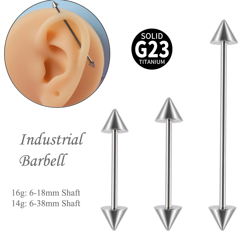 Tongue Barbell Straight - 1Pc G23 Titanium Cone Industrial Barbell