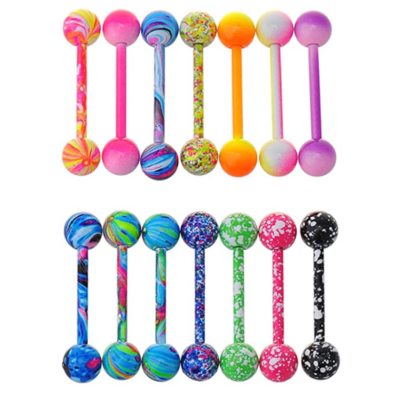 Body Jewelry Nipple Rings - 6PCS Paint Tongue Piercing Lot Stainless