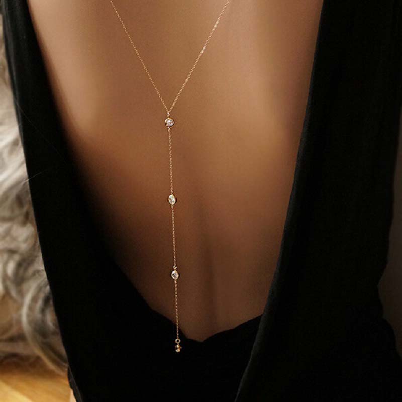 Body Jewelry Back - Sexy Crystal Back Chain Necklace for