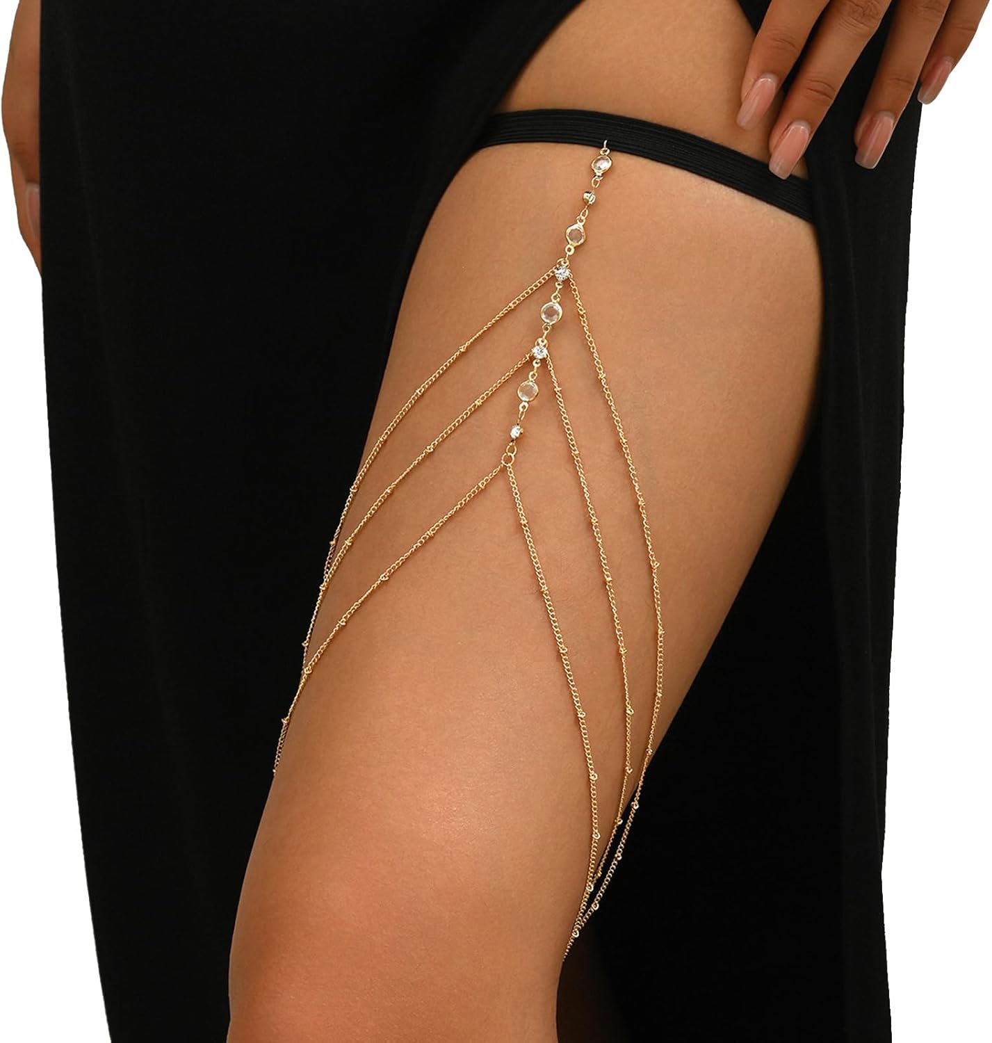 Body Jewelry Thigh Chain - Sexy Crystal Bead Leg Body Accessory,