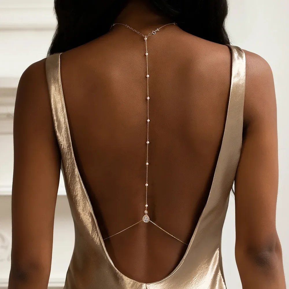 Body Jewelry Back - Fashion Bridal Back Chain Jewelry Pearl