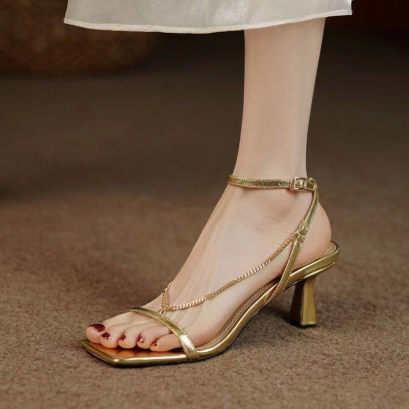 Women Chain Sandals High Heels - Body Jewelry Back avis et prix