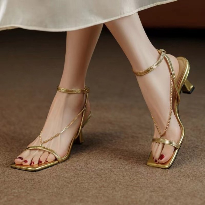 Women Chain Sandals High Heels - Body Jewelry Back avis et prix