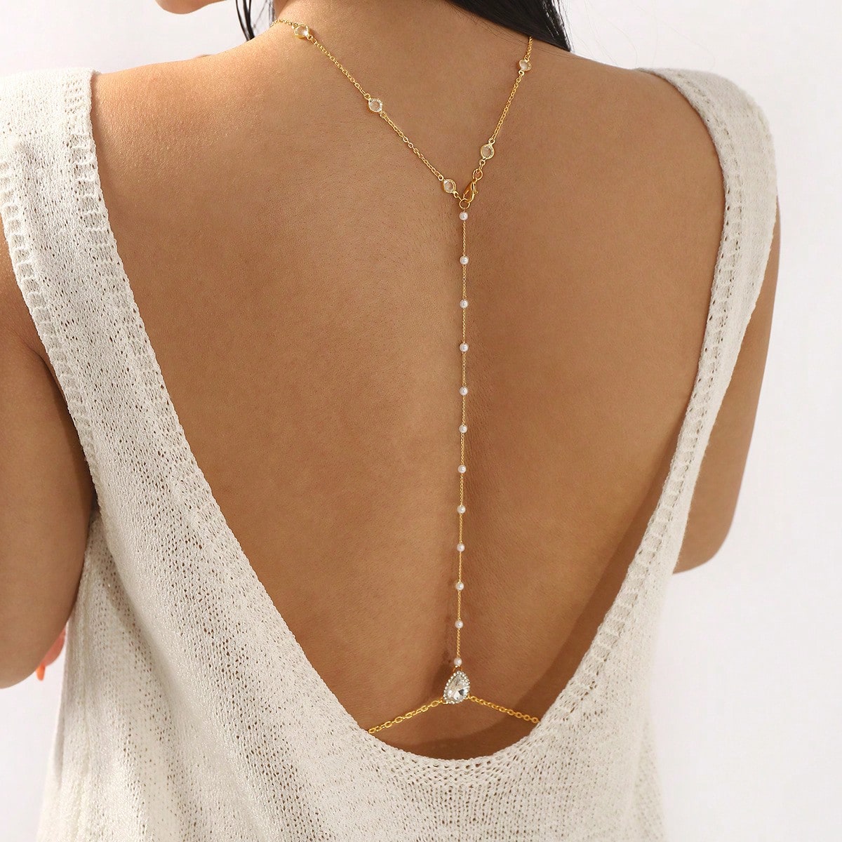 1PC Gold Back Chain Women Y-ta - Body Jewelry Back avis et prix