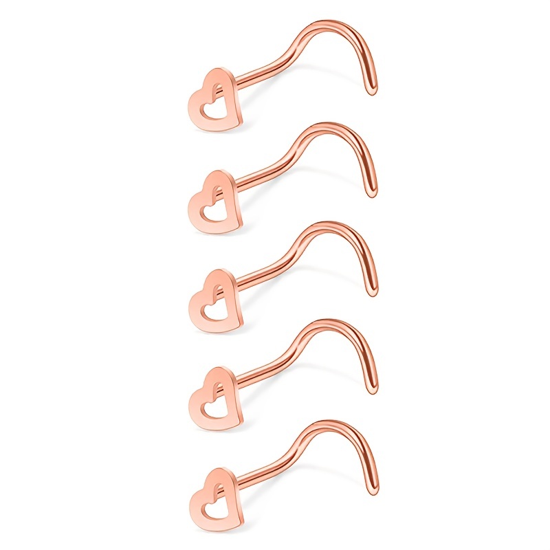 5pcs Hollow Heart Nose Stud Se - Nostril Screw Pin avis et prix