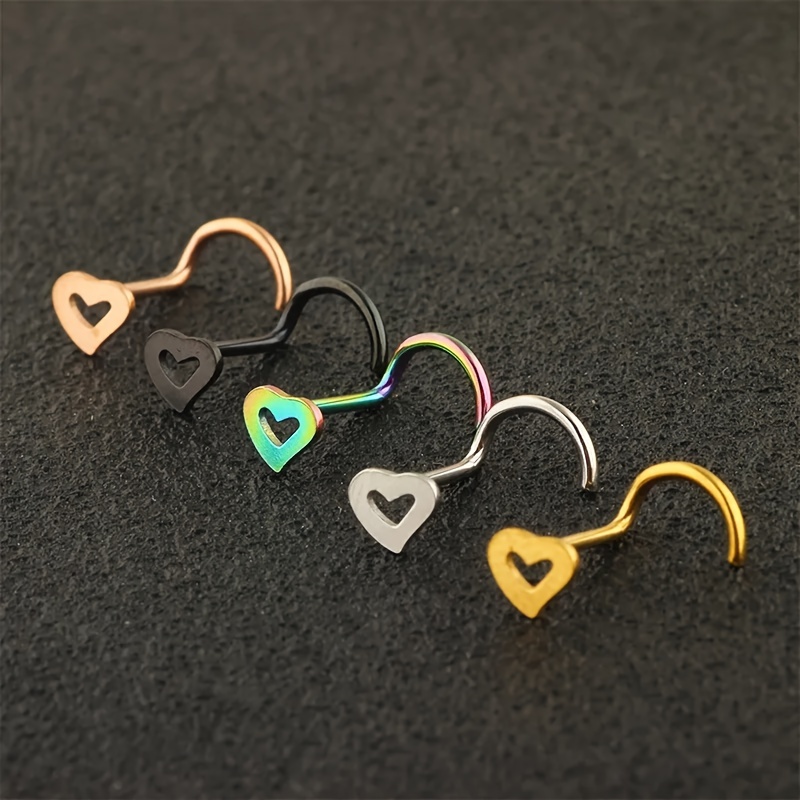 5pcs Hollow Heart Nose Stud Se - Nostril Screw Pin avis et prix