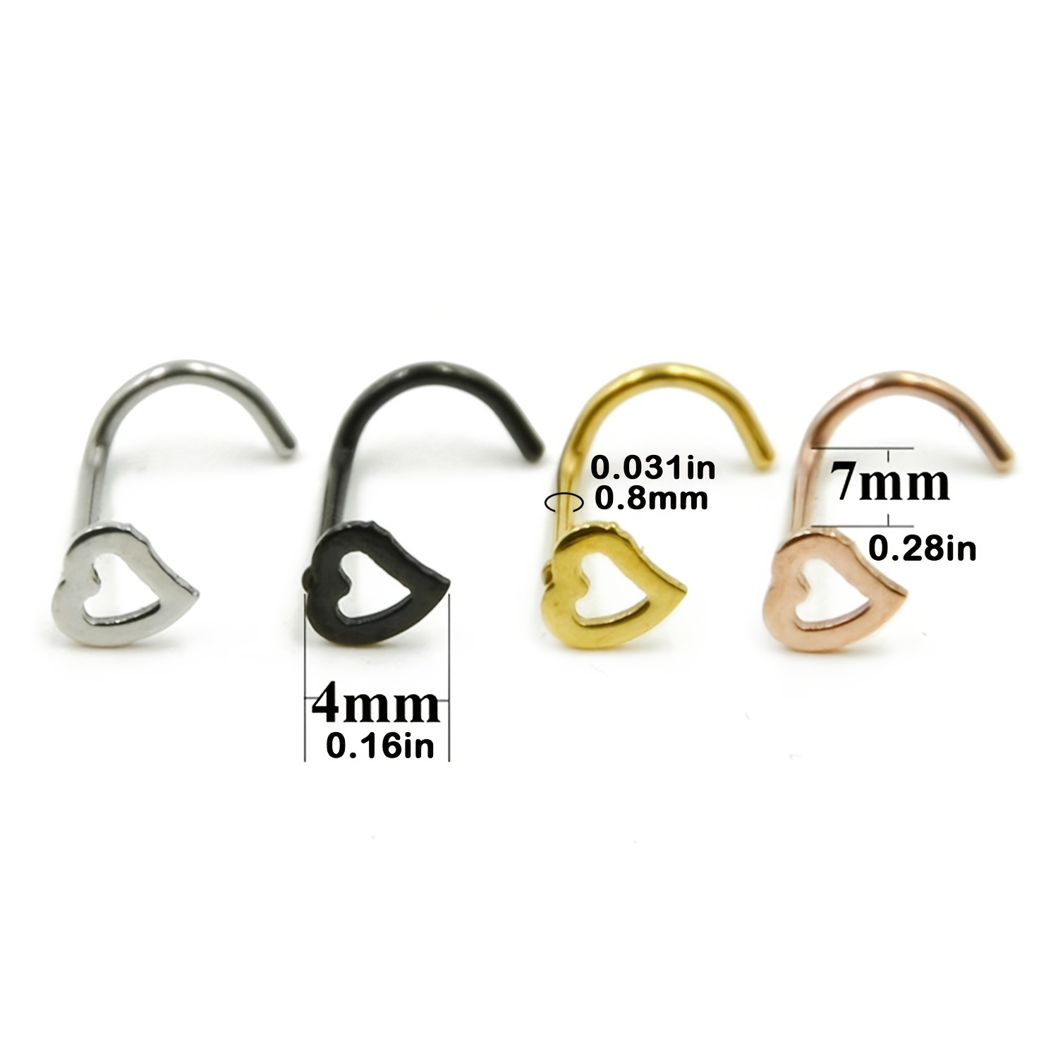 5pcs Hollow Heart Nose Stud Se - Nostril Screw Pin avis et prix