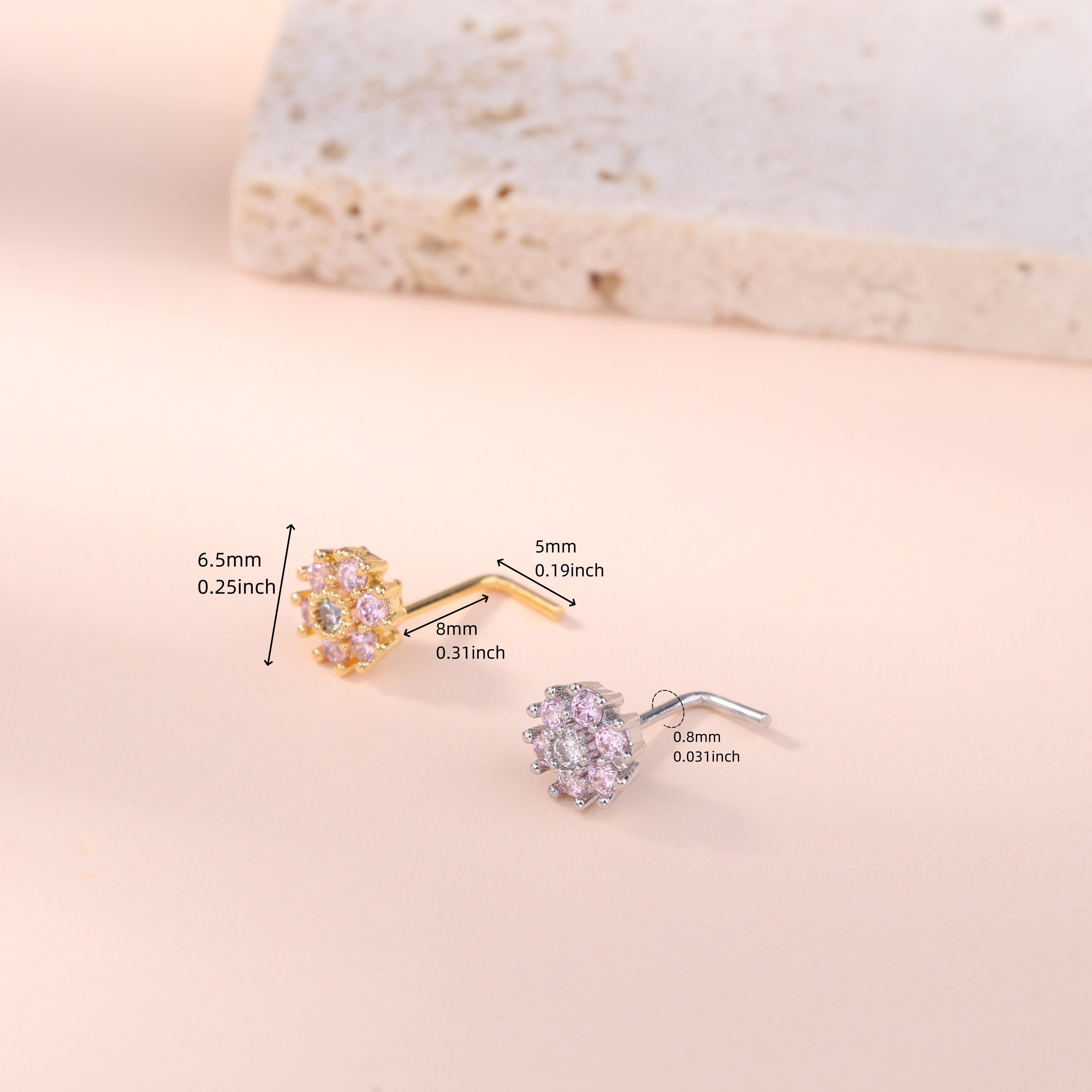 1Pcs Nose Stud Rings L Screw S - Body Jewelry Piercing avis et prix