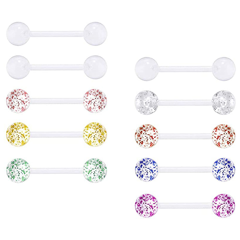10pcs Clear Tongue Rings Plast - Tongue Barbell Straight avis et prix