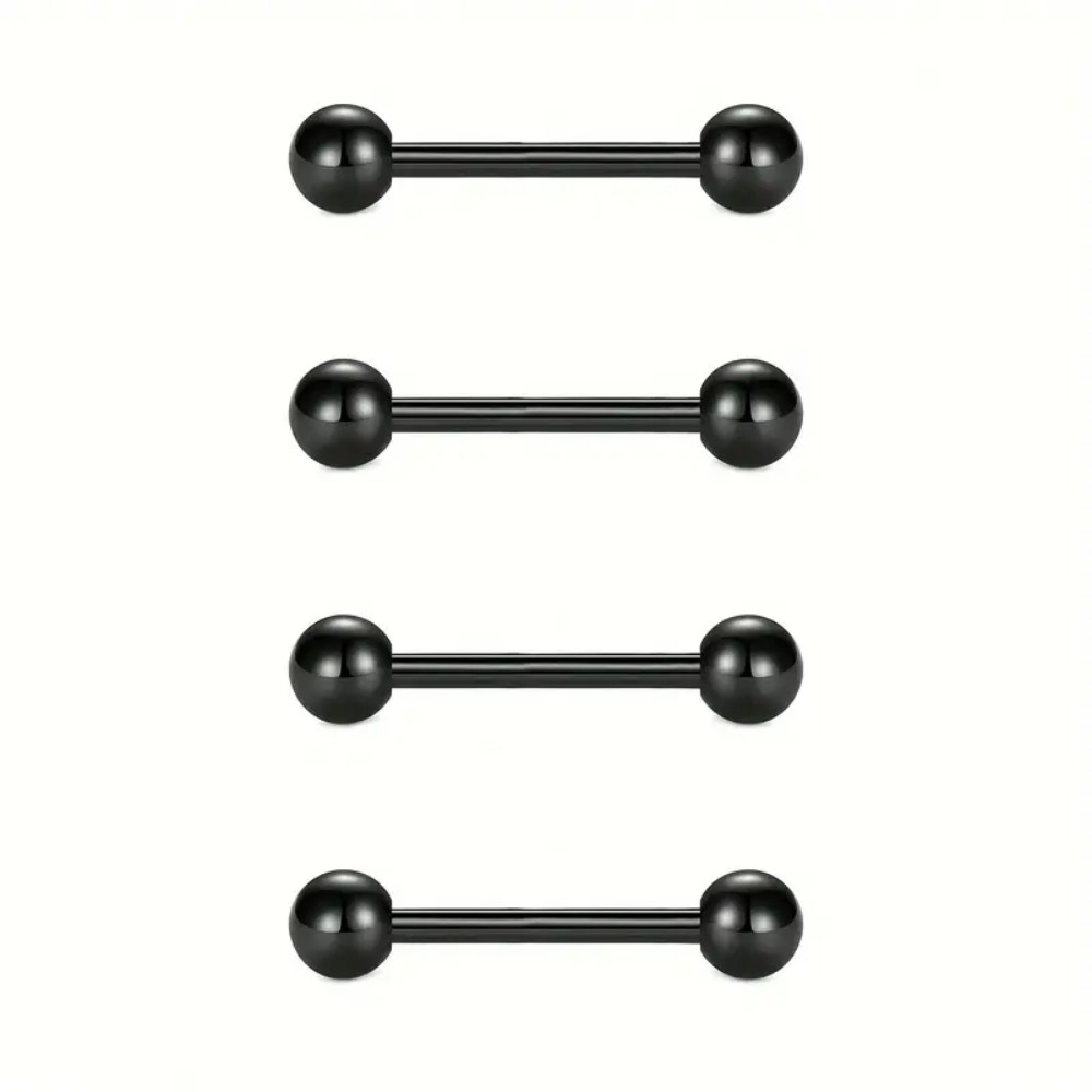 Set Of 4 Stainless Steel Nippl - Tongue Barbell Straight avis et prix
