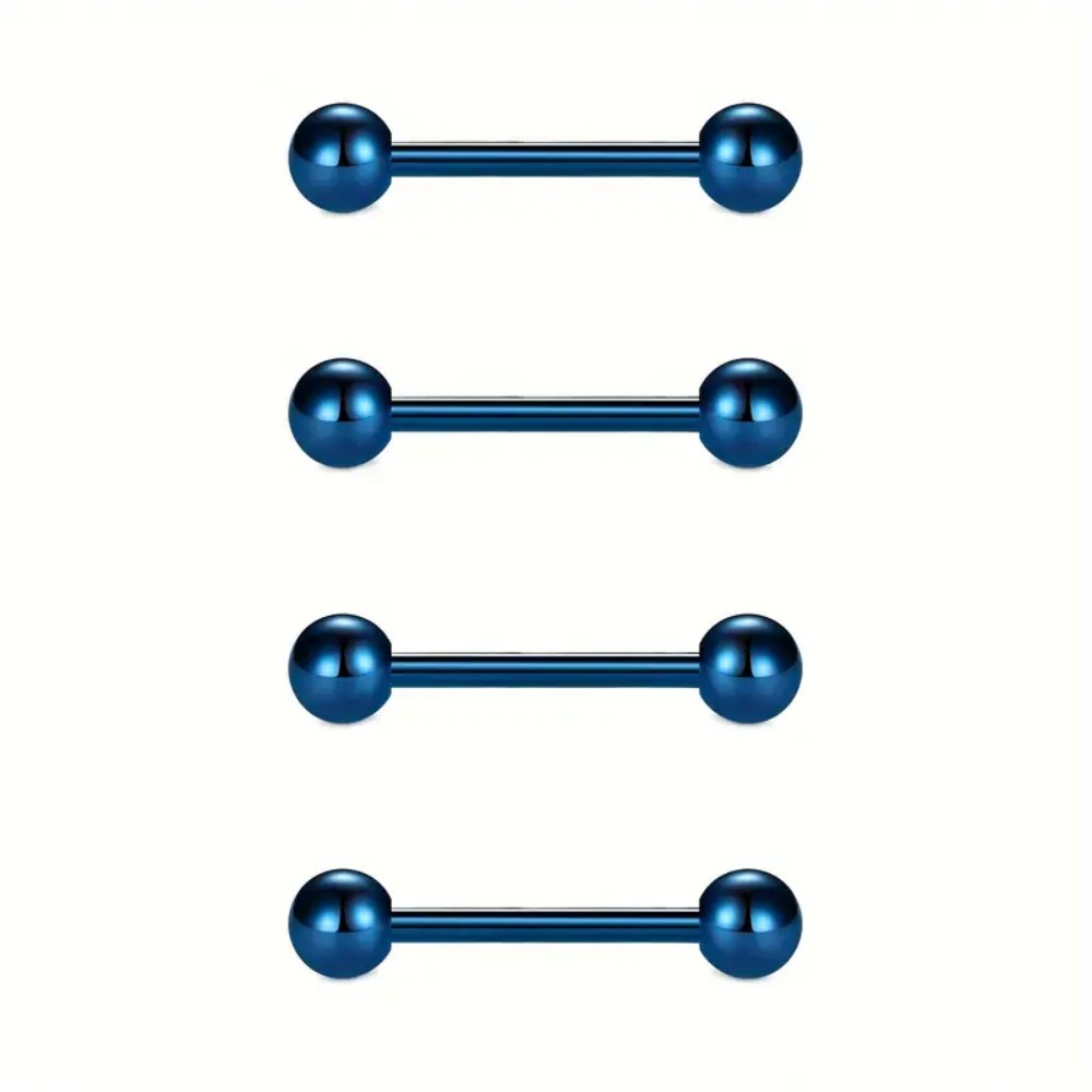 Set Of 4 Stainless Steel Nippl - Tongue Barbell Straight avis et prix