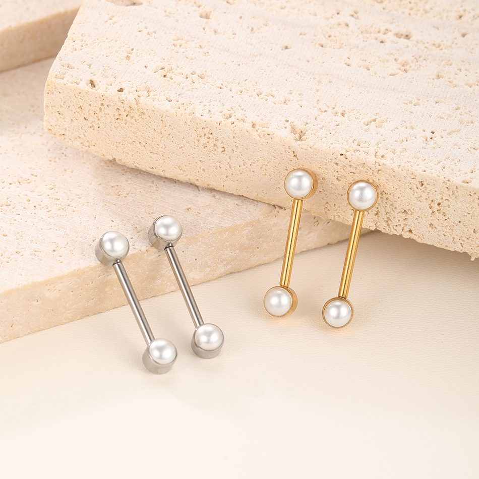 1/5Pcs Titanium Heart Nipple P - Tongue Barbell Straight avis et prix