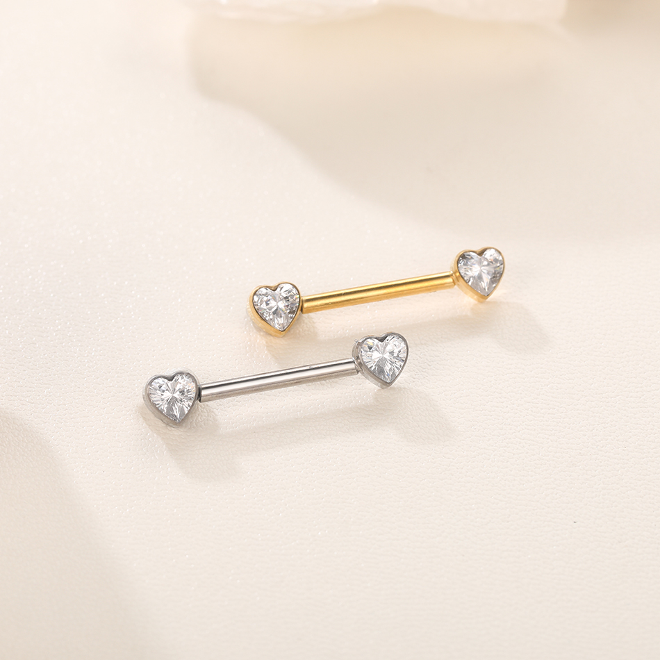 1/5Pcs Titanium Heart Nipple P - Tongue Barbell Straight avis et prix