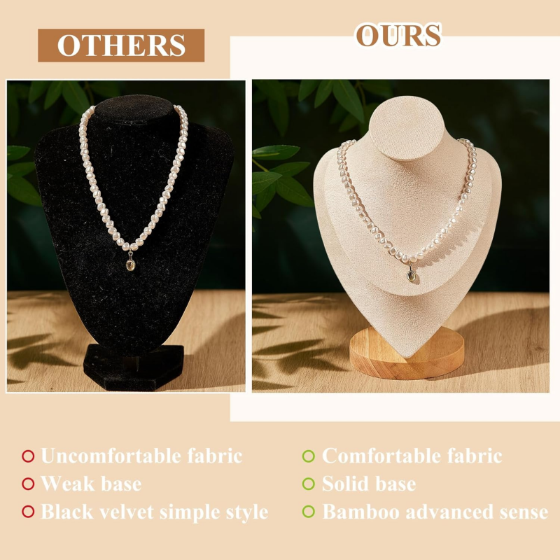 Necklace Display Stand Bamboo  - Body Jewelry Holder avis et prix