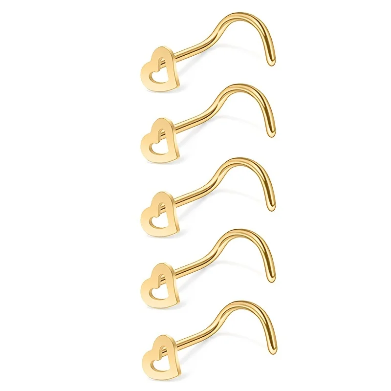 5pcs Hollow Heart Nose Stud Se - Nostril Screw Pin avis et prix