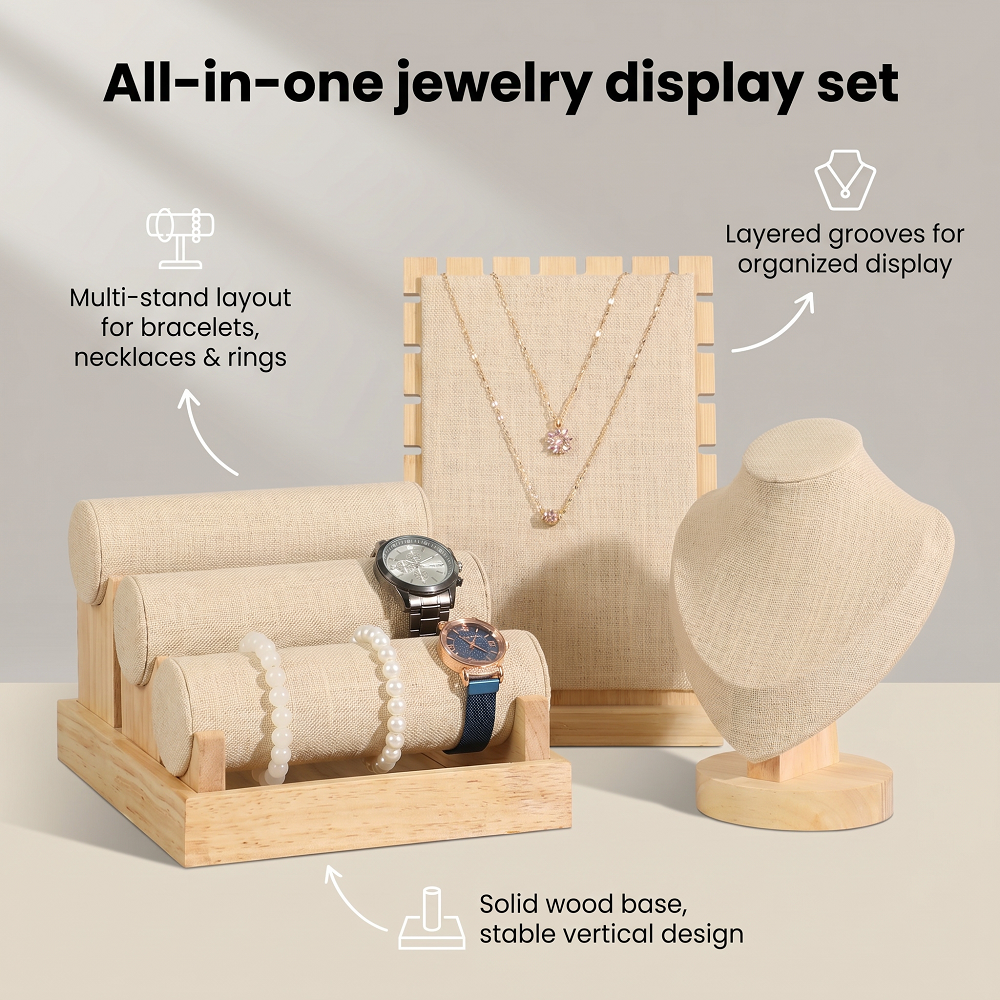 Wood Linen Jewelry Display Sta - Body Jewelry Holder avis et prix