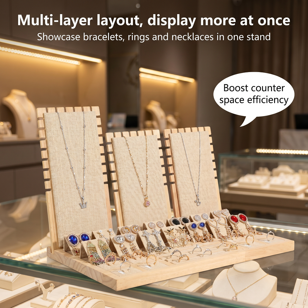 Wood Linen Jewelry Display Sta - Body Jewelry Holder avis et prix