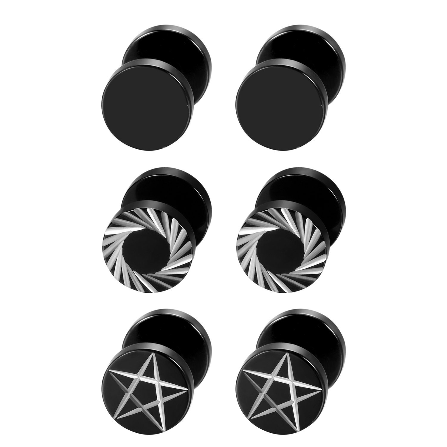 2Pcs/6Pcs Black Stainless Stee - Body Jewelry Ear Plugs avis et prix