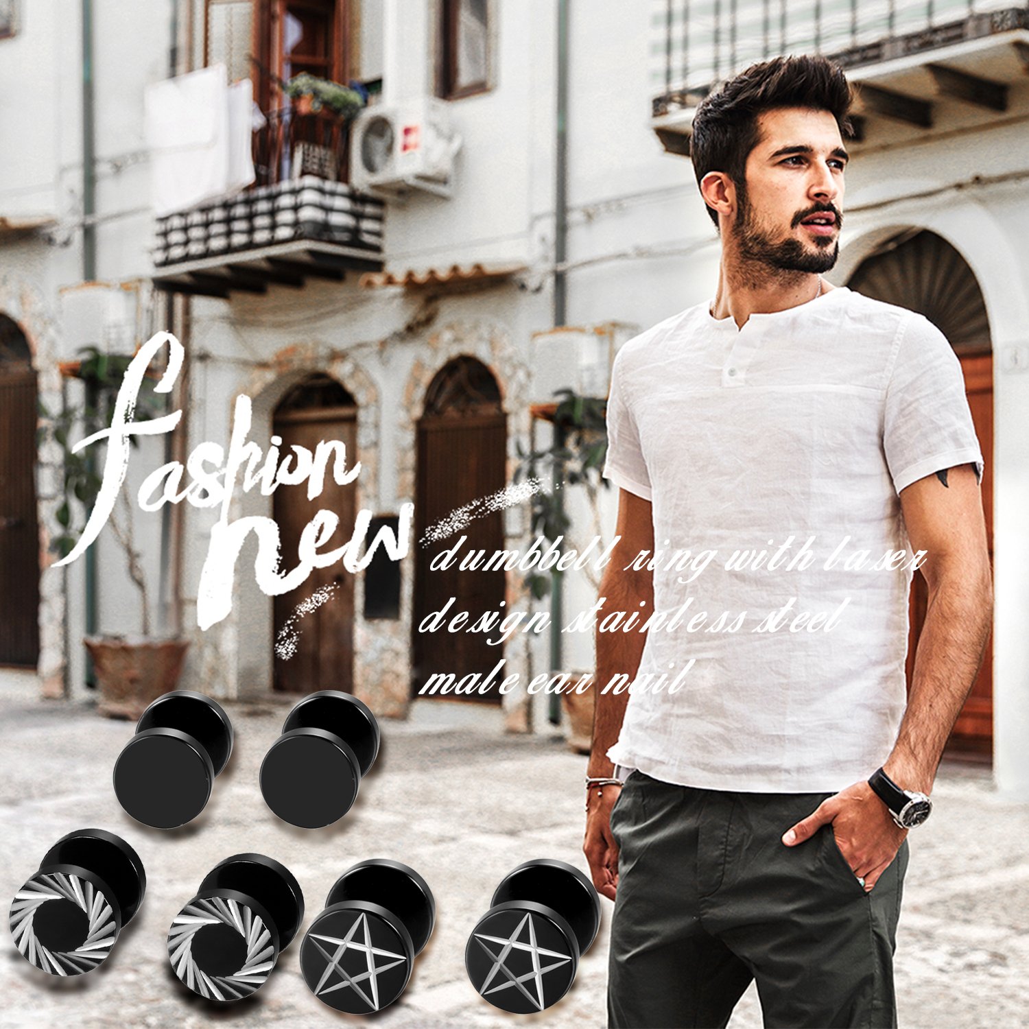 2Pcs/6Pcs Black Stainless Stee - Body Jewelry Ear Plugs avis et prix