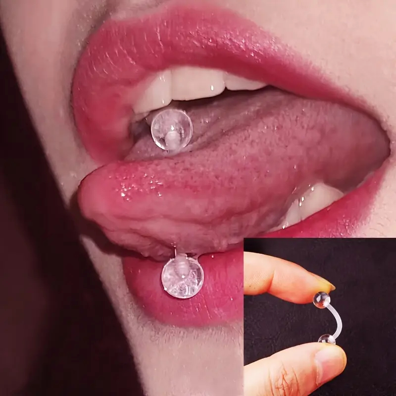 3pcs/Lot Soft Transparent Invi - Tongue Barbell Straight avis et prix