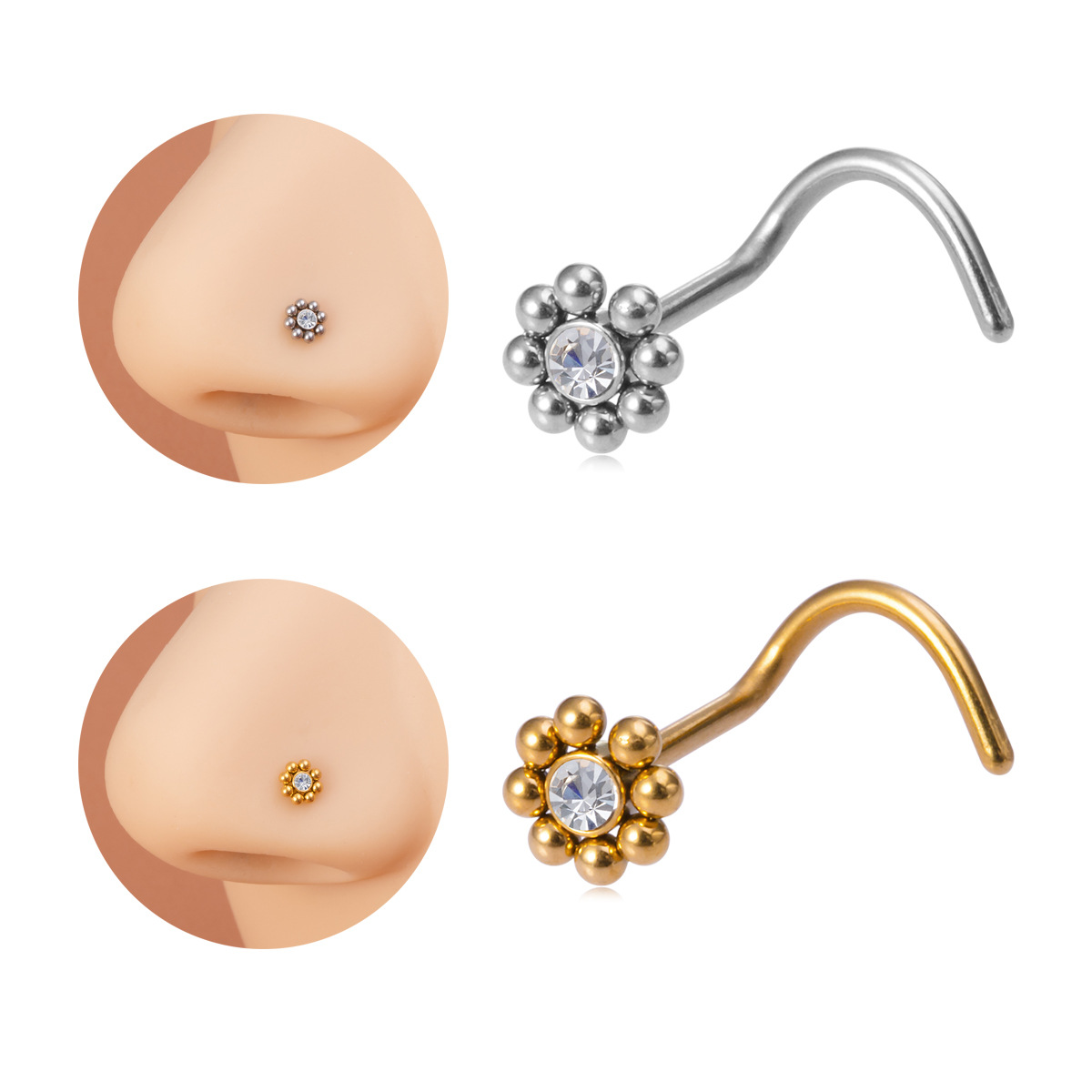 1pc of Flower-Shaped Screw Nos - Nostril Screw Pin avis et prix