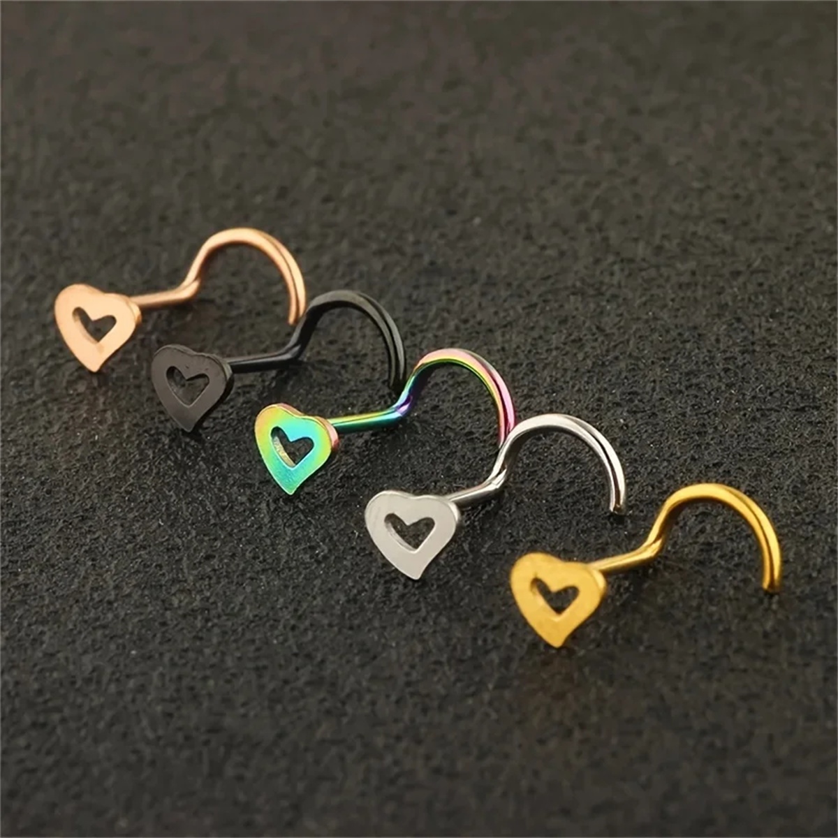 5pcs Fashion Hollow Heart Stai - Nostril Screw Pin avis et prix