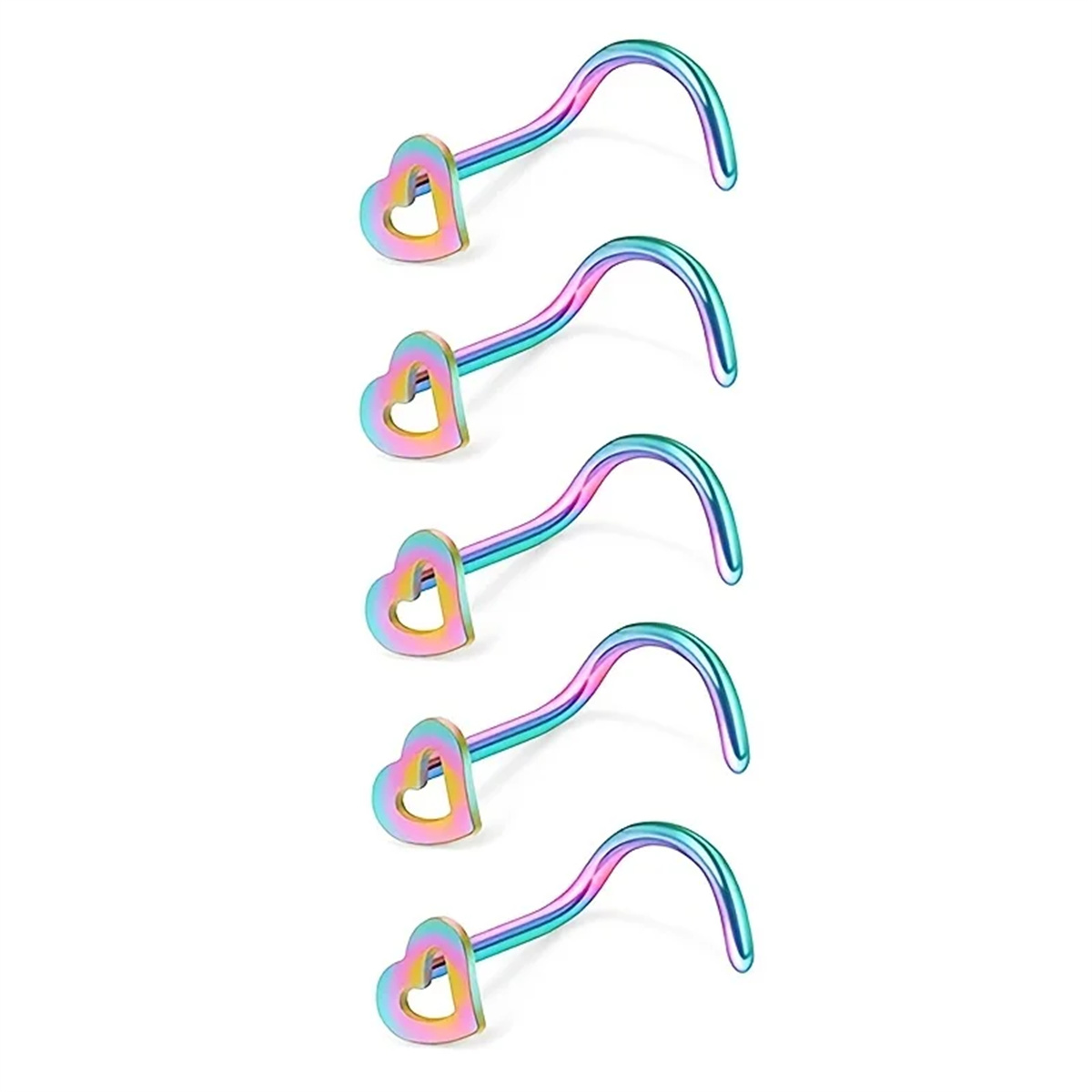 5pcs Fashion Hollow Heart Stai - Nostril Screw Pin avis et prix