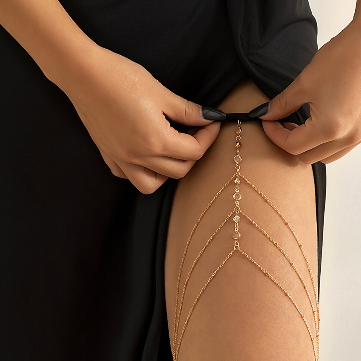 Boho Elastic Band Crystal Leg  - Body Jewelry Thigh Chain avis et prix