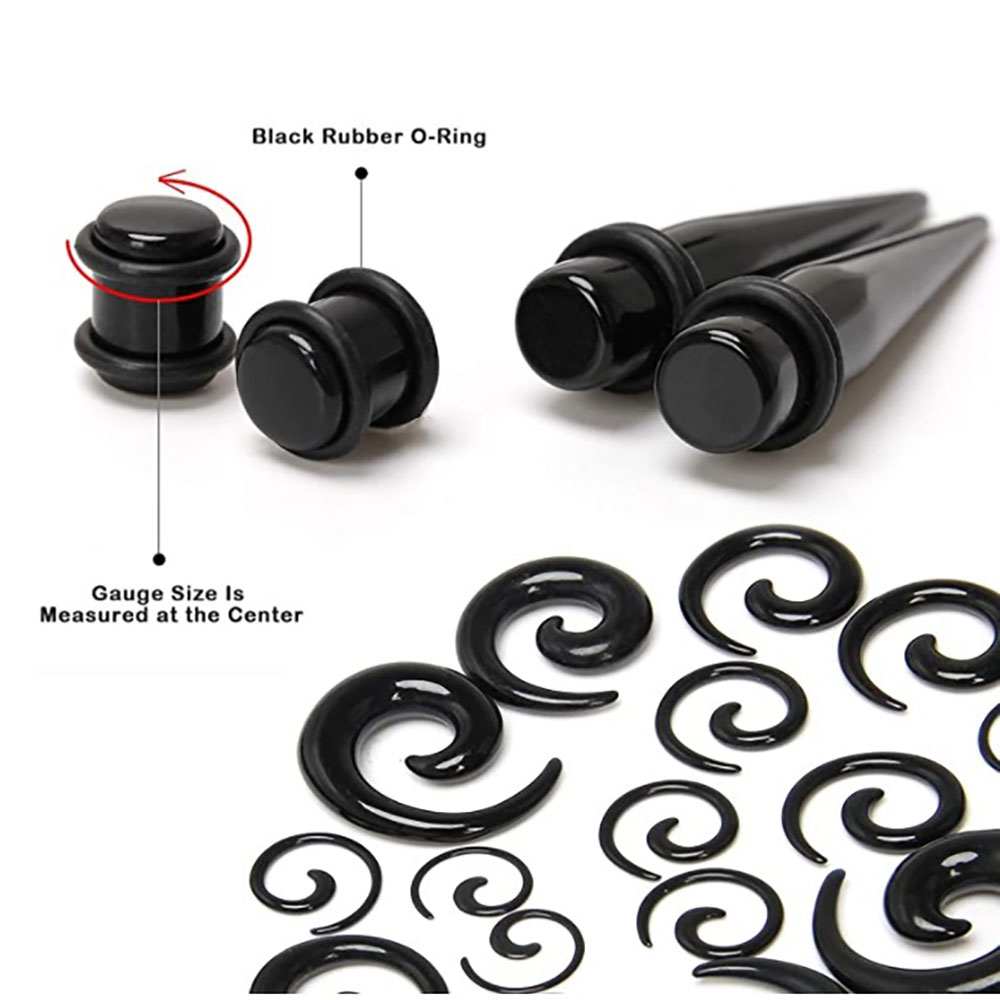 1 Set Ear Taper Kit Black Ear  - Body Jewelry Ear Plugs avis et prix