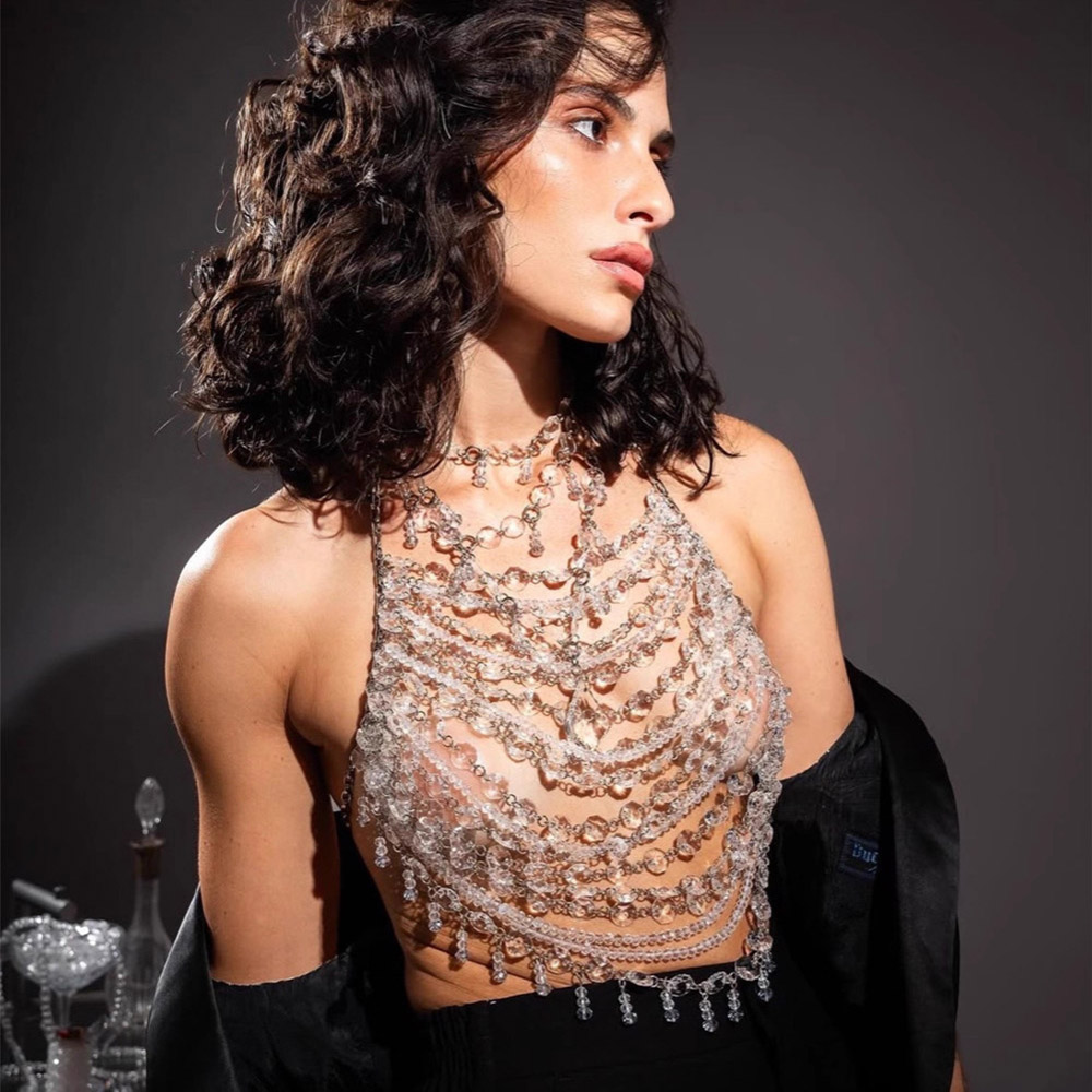 Handmade Beaded Vest Clear Cry - Body Jewelry Vest avis et prix