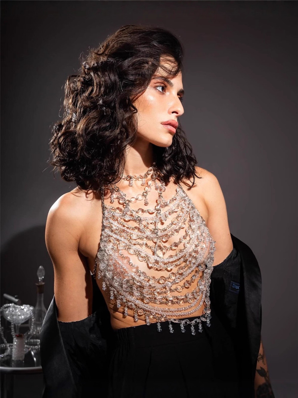 Handmade Beaded Vest Clear Cry - Body Jewelry Vest avis et prix