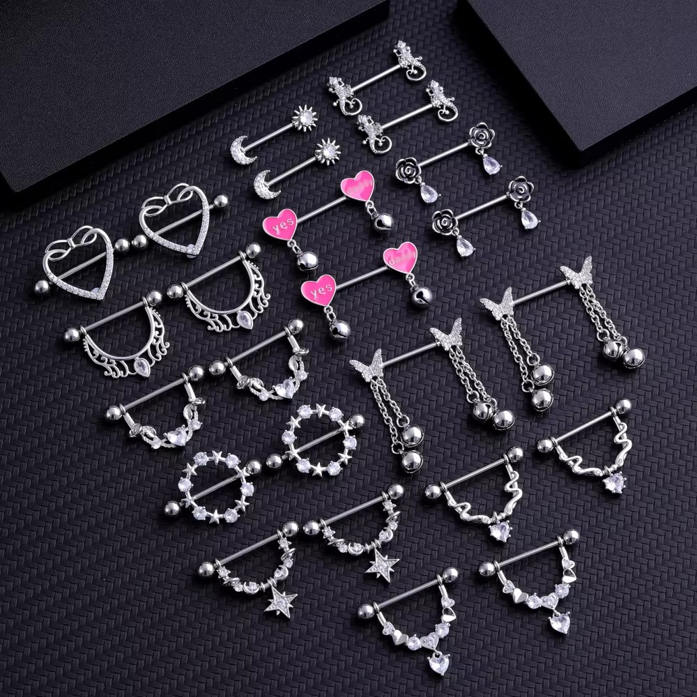 2pcs Mixed-style Lettering Flo - Body Jewelry Nipple Rings avis et prix
