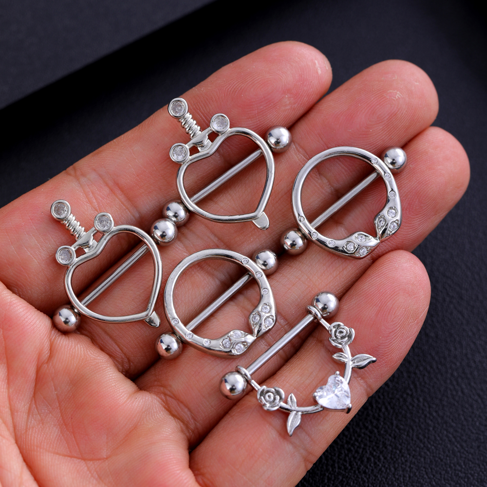 2pcs Mixed-style Lettering Flo - Body Jewelry Nipple Rings avis et prix