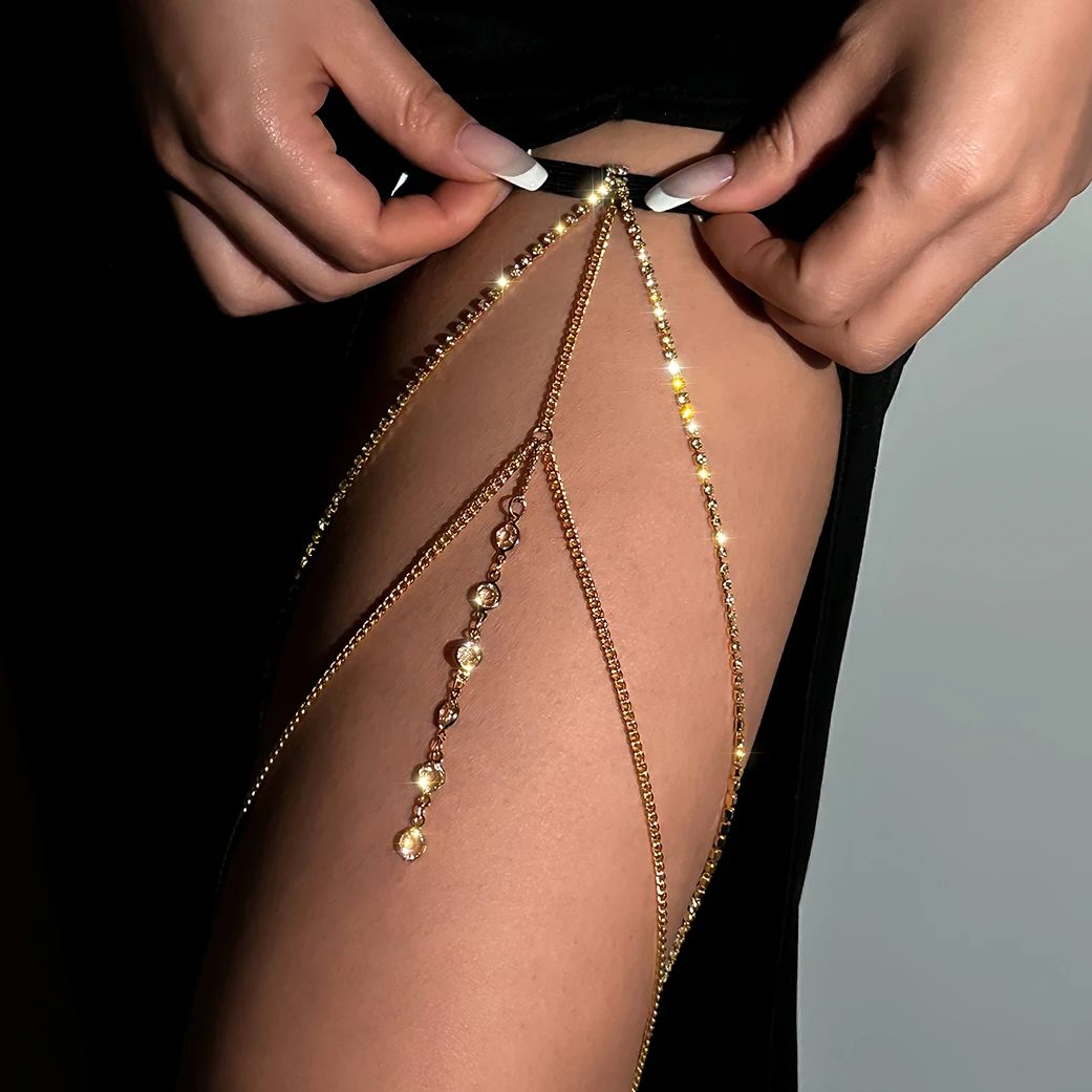 Sexy Shiny Crystal Multilayer  - Body Jewelry Thigh Chain avis et prix