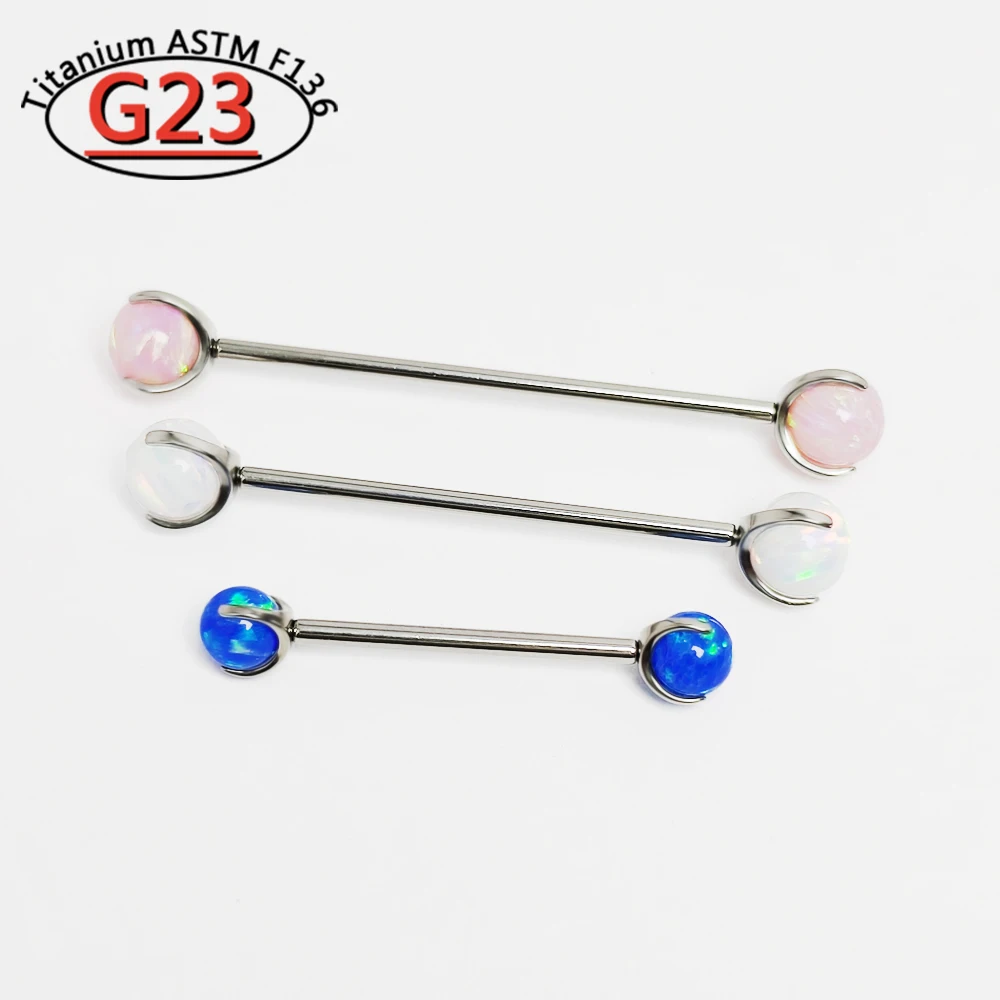 G23 Titanium opal Barbell Ball - Tongue Barbell Straight avis et prix