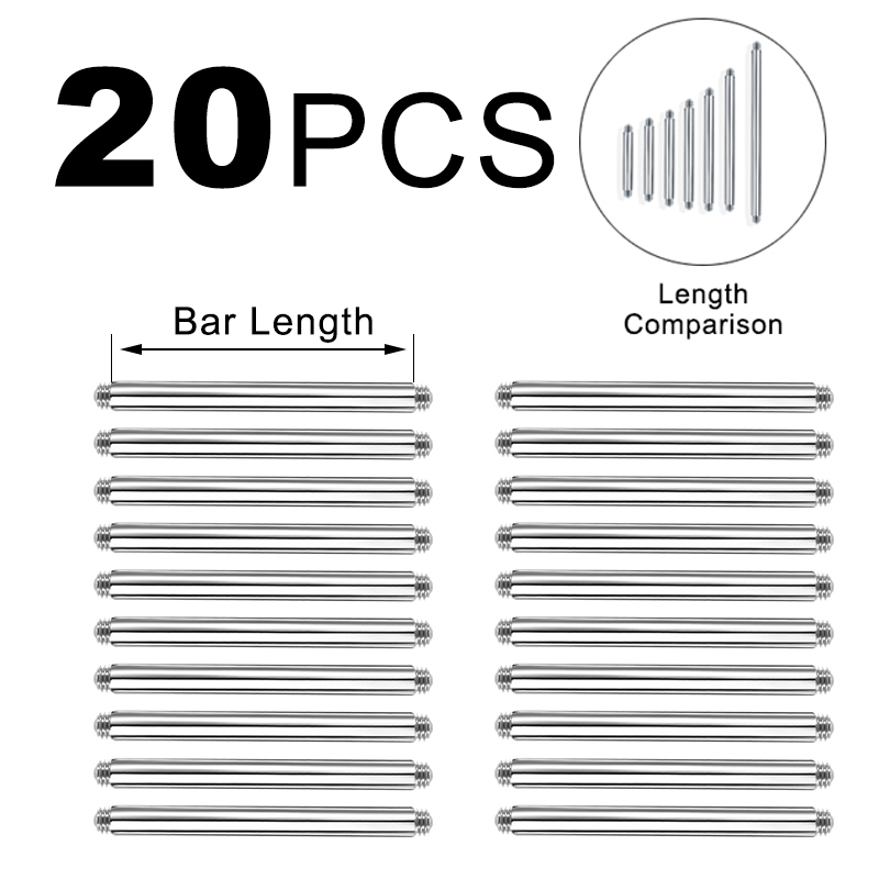 20pcs 14/16G Surgical Steel St - Tongue Barbell Straight avis et prix