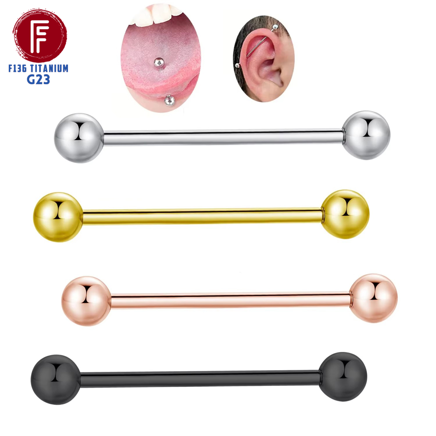 ASTM F136 Titanium Piercing Ba - Tongue Barbell Straight avis et prix
