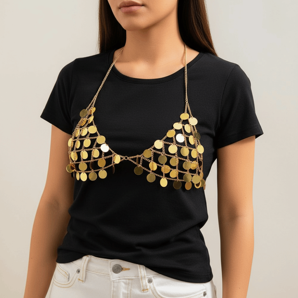 Simple Underwear Star Sequins  - Body Jewelry Vest avis et prix