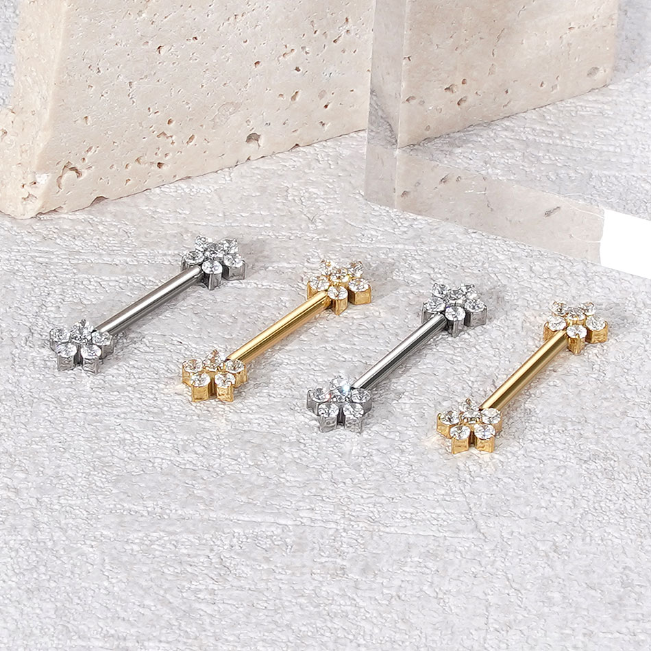 1Pc Titanium Flower Nipple Pie - Body Jewelry Nipple Rings avis et prix