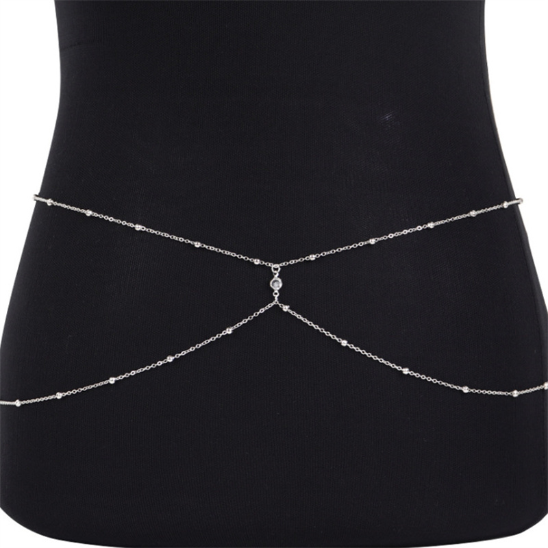 Clear Rhinestone Beaded Belly  - Body Jewelry Back avis et prix