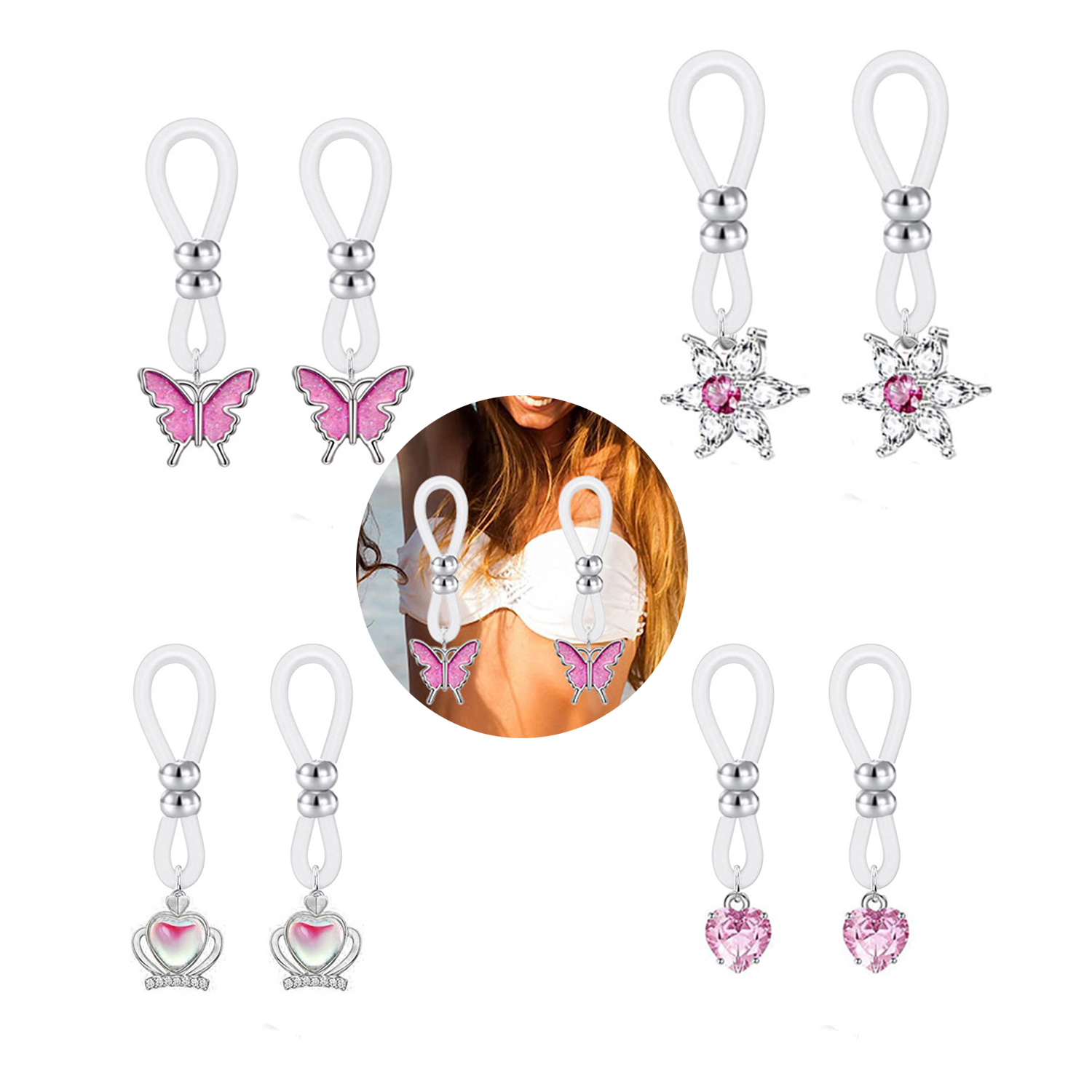 Alloy Silicone Butterfly Heart - Body Jewelry Nipple Rings avis et prix