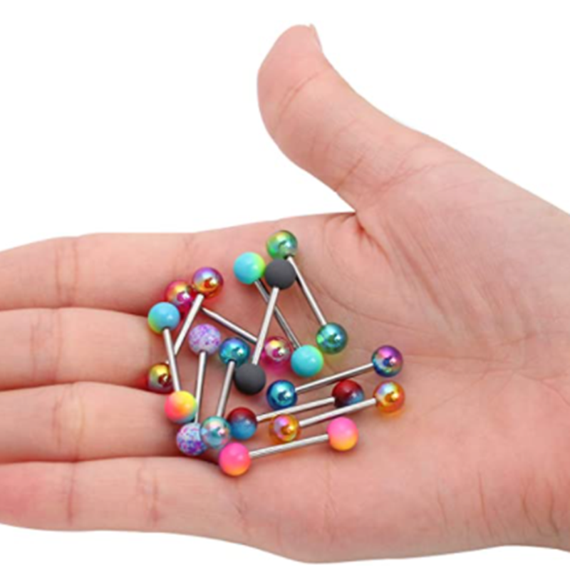 6PCS Paint Tongue Piercing Lot - Body Jewelry Nipple Rings avis et prix
