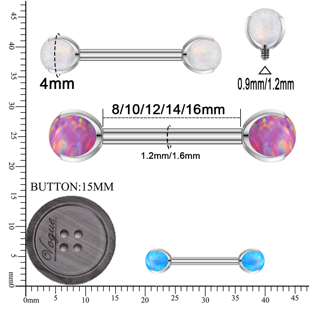 G23 Titanium 14G/16G Opal Tong - Body Jewelry Nipple Rings avis et prix