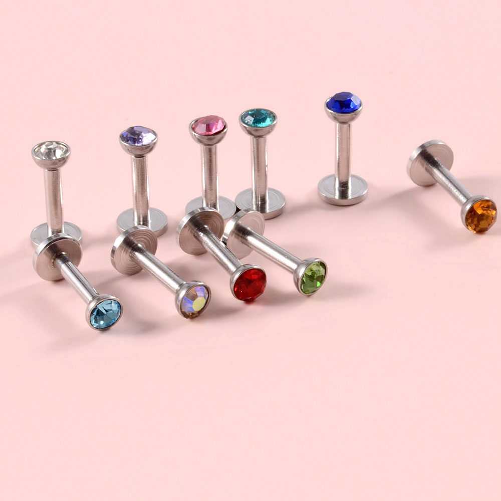 4PCS CZ Gem Labret 316L Surgic - Body Jewelry Ear Plugs avis et prix