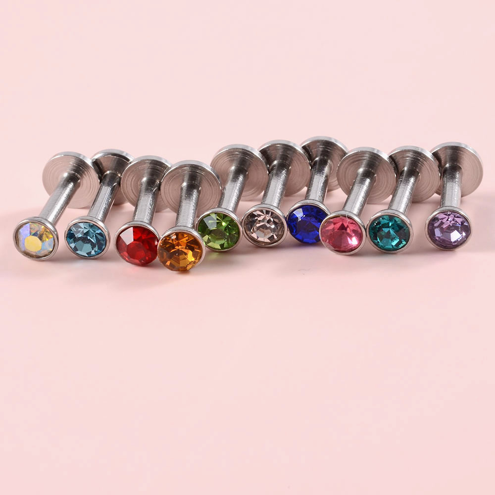 4PCS CZ Gem Labret 316L Surgic - Body Jewelry Ear Plugs avis et prix