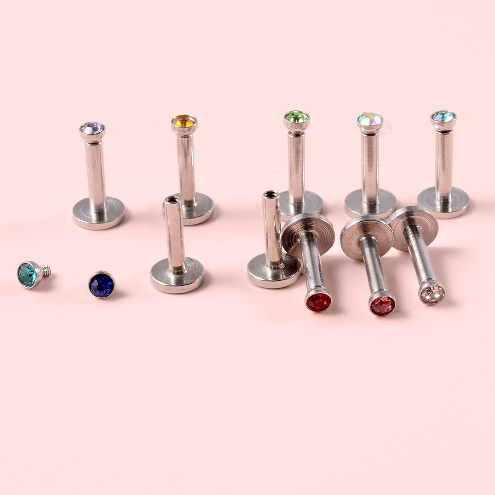 4PCS CZ Gem Labret 316L Surgic - Body Jewelry Ear Plugs avis et prix
