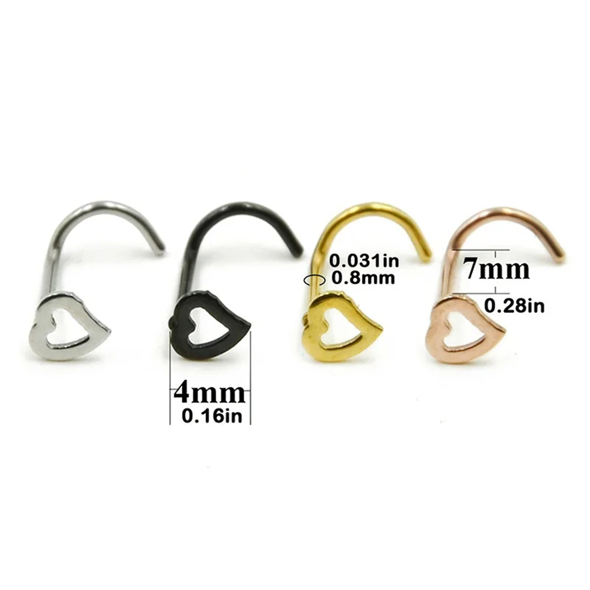5pcs Fashion Hollow Heart Stai - Nostril Screw Pin avis et prix