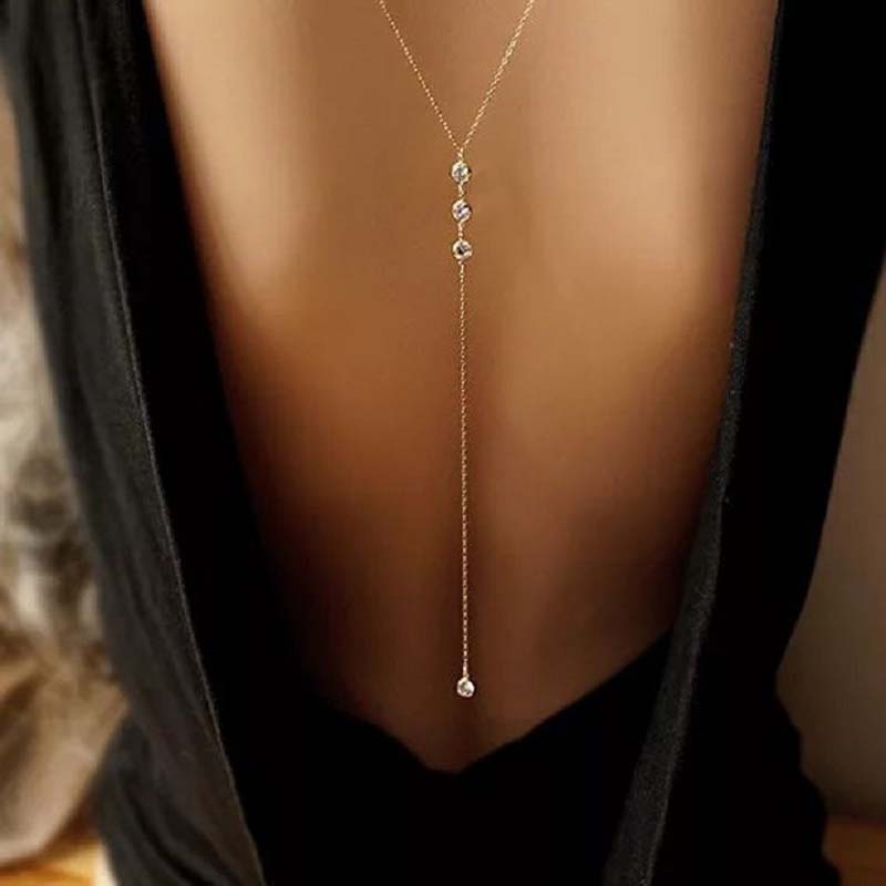 Sexy Crystal Back Chain Neckla - Body Jewelry Back avis et prix