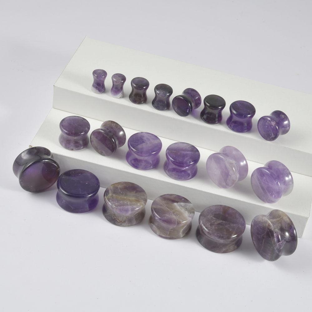 2PCS Natural Stone Double Flar - Body Jewelry Ear Plugs avis et prix
